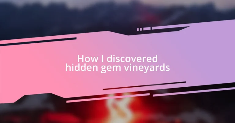 How I discovered hidden gem vineyards