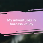 My adventures in barossa valley