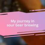 My journey in sour beer brewing