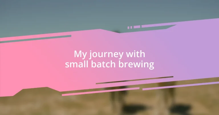 My journey with small batch brewing