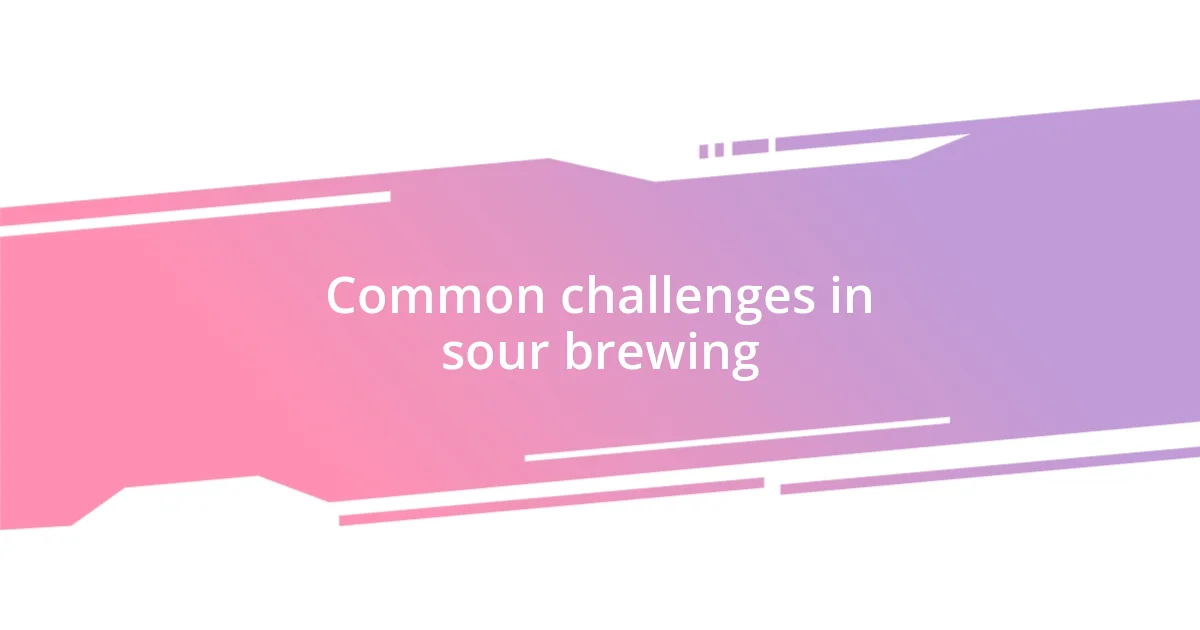 Common challenges in sour brewing